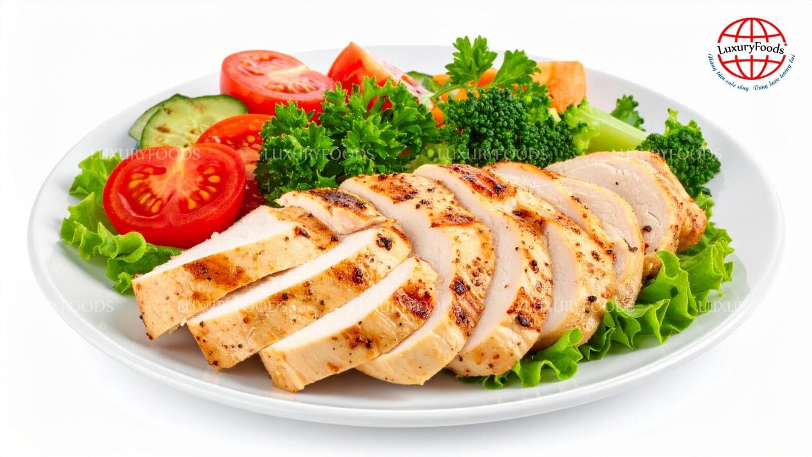 Ức gà nướng kèm Salad